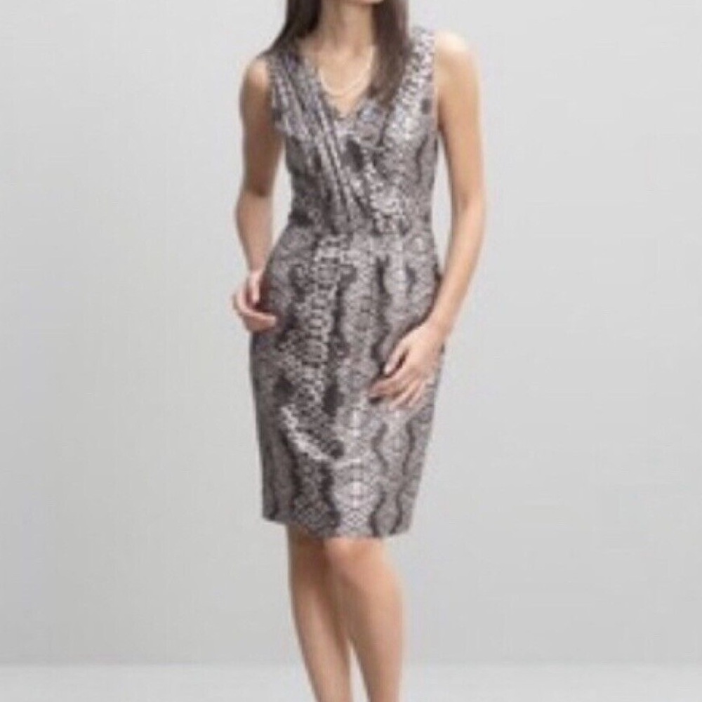 Banana Republic Silk Snakeskin Pattern Dress Petite Size 6 - Picture 12 of 12